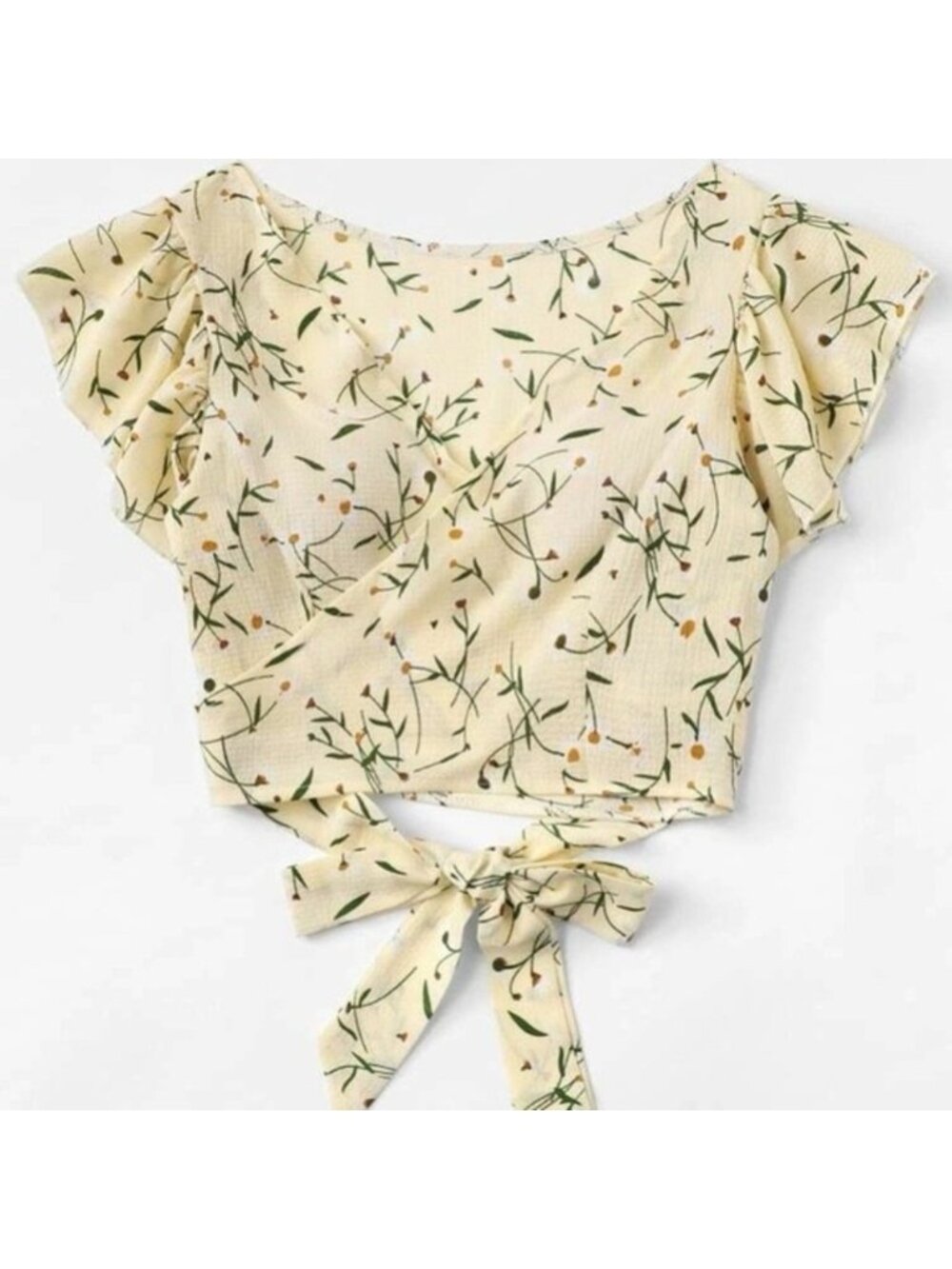 Floral cropped wrap top - Picture 2 of 5